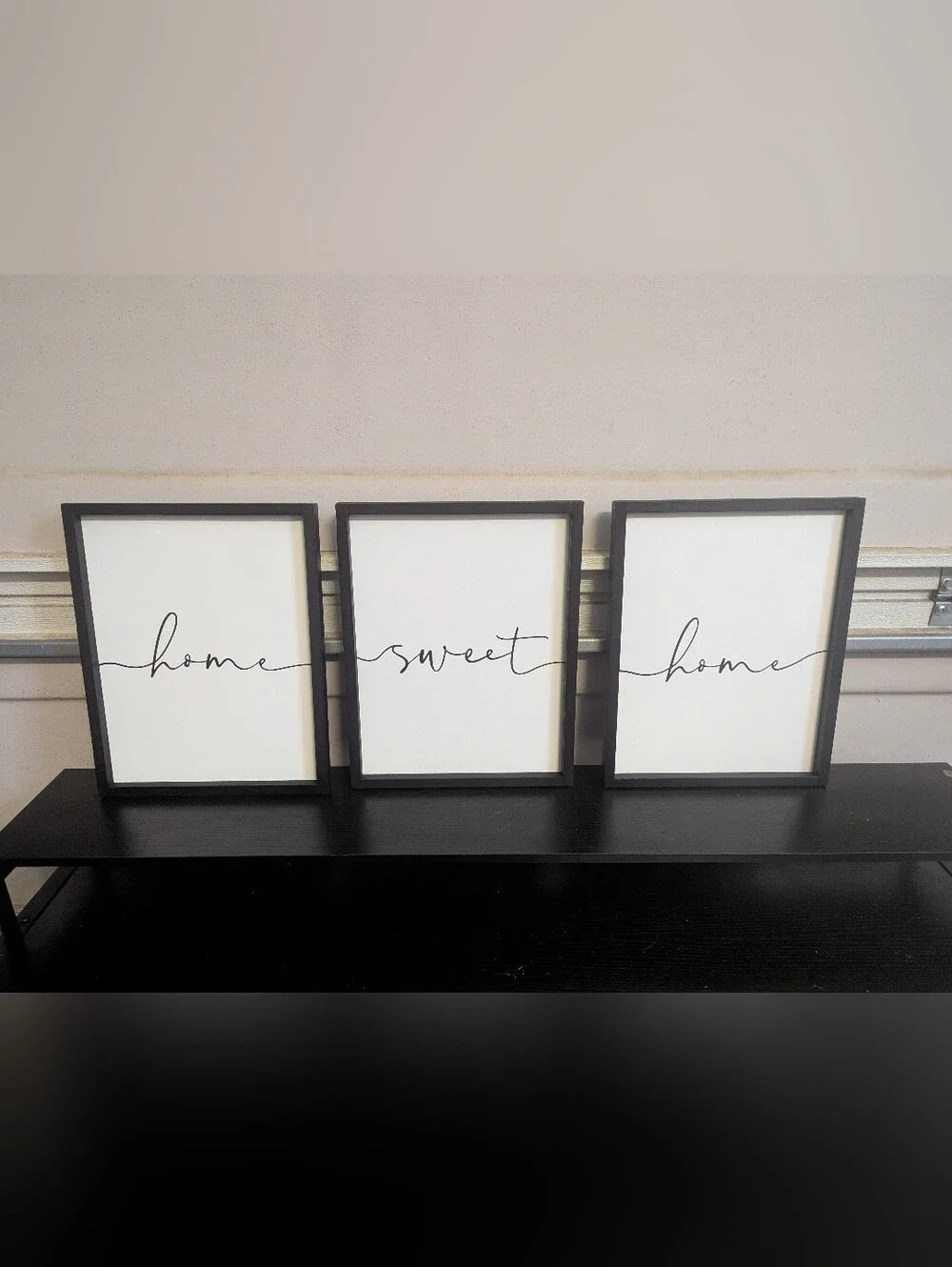 Home Sweet Home Framed Wall Art - Black Frame, White Print
